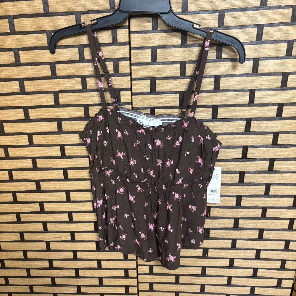 No Boundaries Brown‎ Floral Tank Top Size Small